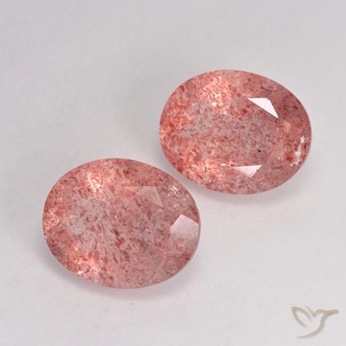 6.64 ctw Pink Strawberry Quartz Stones, Natural Strawberry Quartz in Oval Facet Shape for Sale