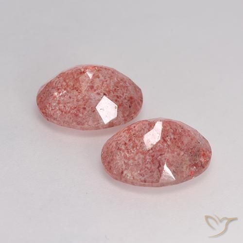Strawberry Quartz Gemstones in 11 x 9 mm (calibrated) Size for Sale, Strawberry Quartz Stones in Medium-Light Pink Color