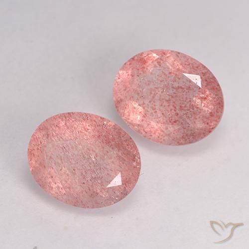 6.99 ctw Pink Strawberry Quartz Stones, Natural Strawberry Quartz in Oval Facet Shape for Sale