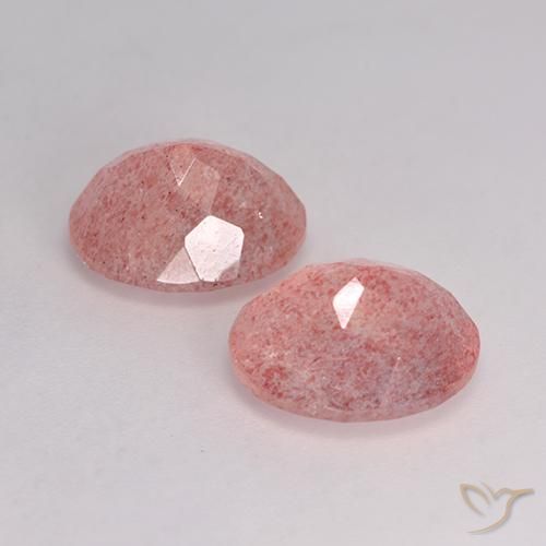Strawberry Quartz Gemstones in 11 x 9 mm (calibrated) Size for Sale, Strawberry Quartz Stones in Medium Pink Color