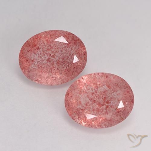 5.96ctw Natural Medium Red Strawberry Quartz, Oval, Translucent