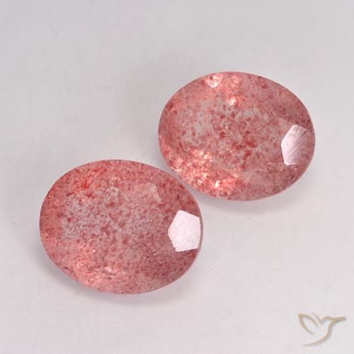 5.96 ctw Red Strawberry Quartz Stones, Natural Strawberry Quartz in Oval Facet Shape for Sale