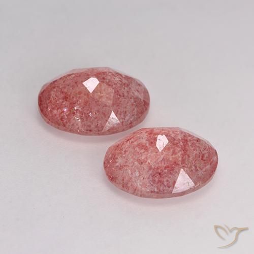 Strawberry Quartz Gemstones in 11 x 9 mm (calibrated) Size for Sale, Strawberry Quartz Stones in Medium Red Color