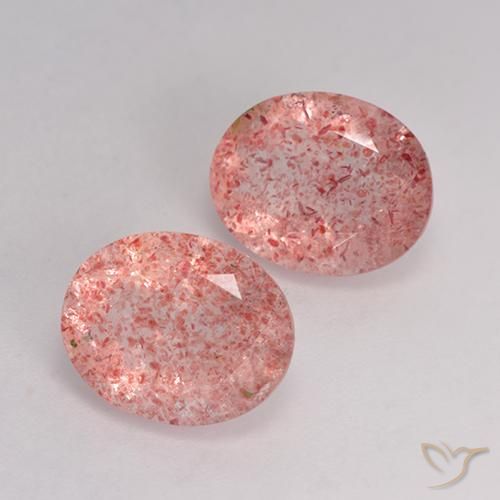 6.04 ctw Pink Strawberry Quartz Stones, Natural Strawberry Quartz in Oval Facet Shape for Sale