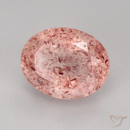 3.86 ct Pink Strawberry Quartz Stone, Natural Strawberry Quartz in Oval Facet Shape for Sale