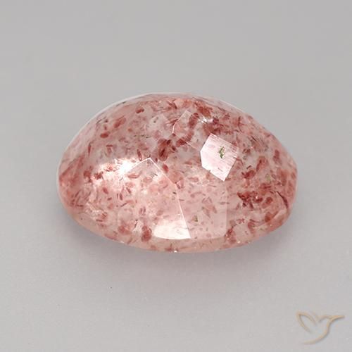 Strawberry Quartz Gemstone in 11 x 9 mm (calibrated) Size for Sale, Strawberry Quartz Stone in Medium-Light Pink Color
