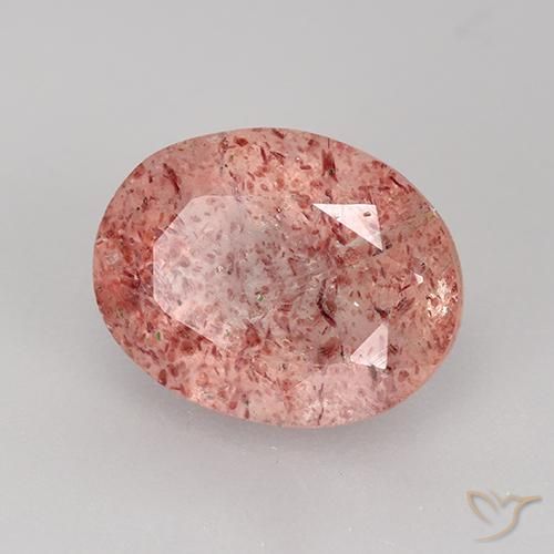 3.34 ct Pink Strawberry Quartz Stone, Natural Strawberry Quartz in Oval Facet Shape for Sale