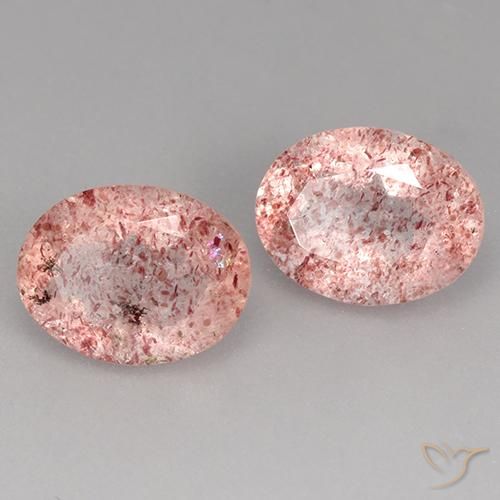 3.45 ctw Pink Strawberry Quartz Stones, Natural Strawberry Quartz in Oval Facet Shape for Sale