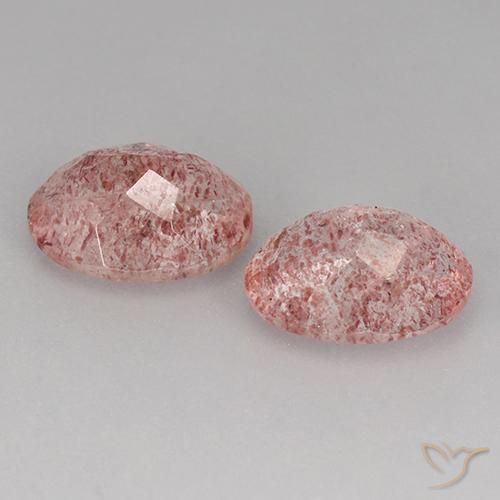 Strawberry Quartz Gemstones in 9 x 7 mm (calibrated) Size for Sale, Strawberry Quartz Stones in Medium Pink Color