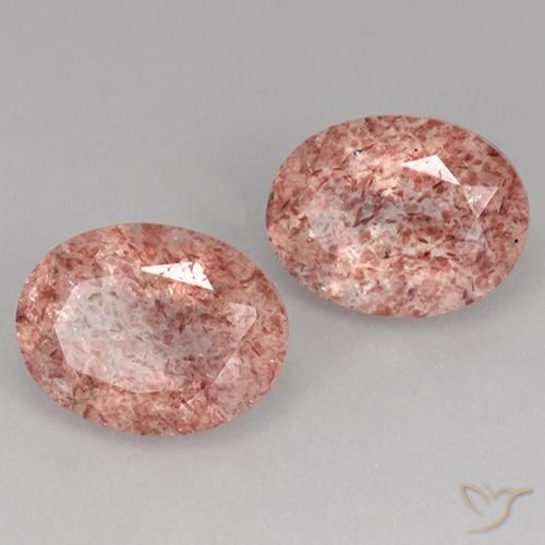 3.60 ctw Pink Strawberry Quartz Stones, Natural Strawberry Quartz in Oval Facet Shape for Sale