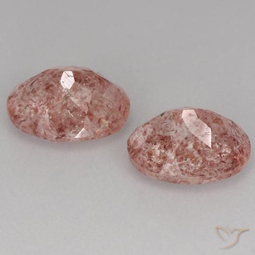 Strawberry Quartz Gemstones in 9 x 7 mm (calibrated) Size for Sale, Strawberry Quartz Stones in Earthy Pink Color