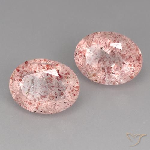 3.62 ctw Pink Strawberry Quartz Stones, Natural Strawberry Quartz in Oval Facet Shape for Sale