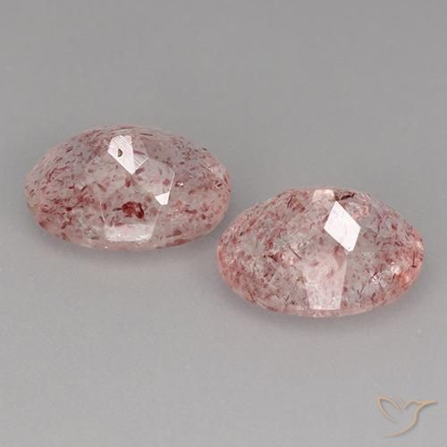 Strawberry Quartz Gemstones in 9 x 7 mm (calibrated) Size for Sale, Strawberry Quartz Stones in Light Pink Color