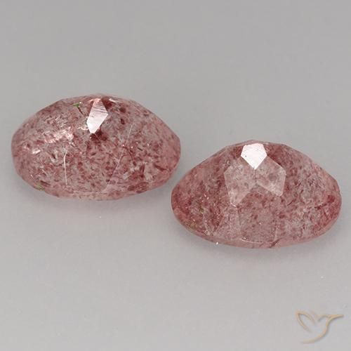Strawberry Quartz Gemstones in 9 x 7 mm (calibrated) Size for Sale, Strawberry Quartz Stones in Medium-Light Pink Color