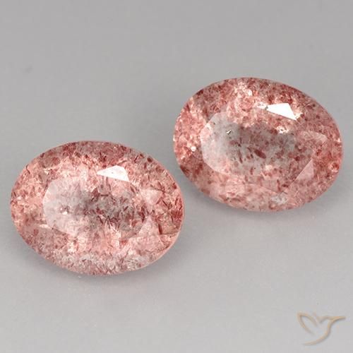 3.52 ctw Pink Strawberry Quartz Stones, Natural Strawberry Quartz in Oval Facet Shape for Sale