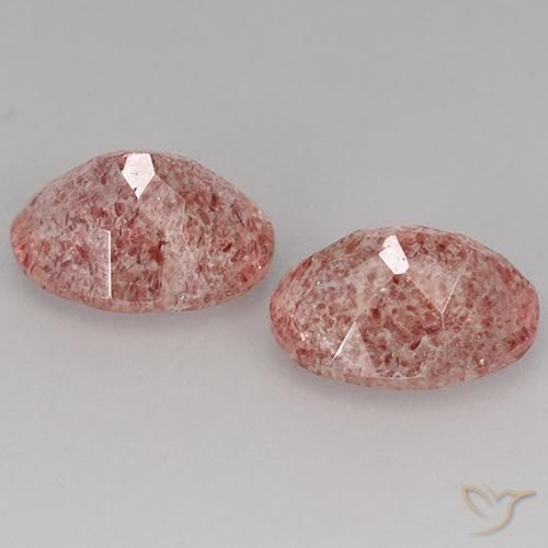 Strawberry Quartz Gemstones in 9 x 7 mm (calibrated) Size for Sale, Strawberry Quartz Stones in Light Rose Pink Color