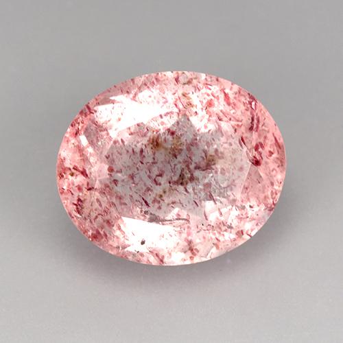 3.78 ct Pink Strawberry Quartz Stone, Natural Strawberry Quartz in Oval Facet Shape for Sale