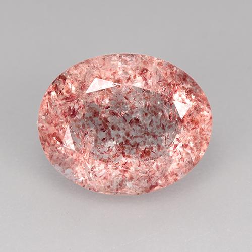 Светло-розовый разных оттенков Клубничный Кварц Камень - 3.7ct Фасетный Овал (ID: 527131)