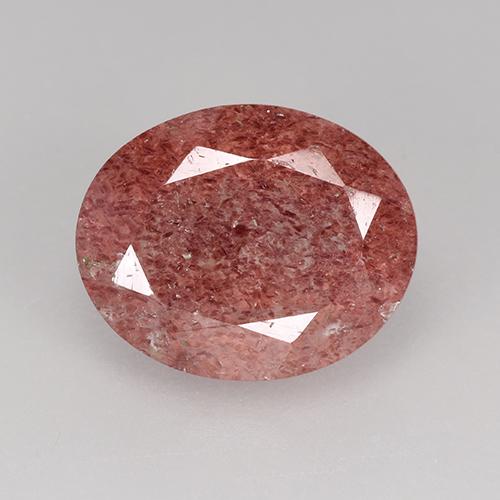 Brick Red Strawberry Quartz Gem - 3.4ct Oval Facet (ID: 527137)