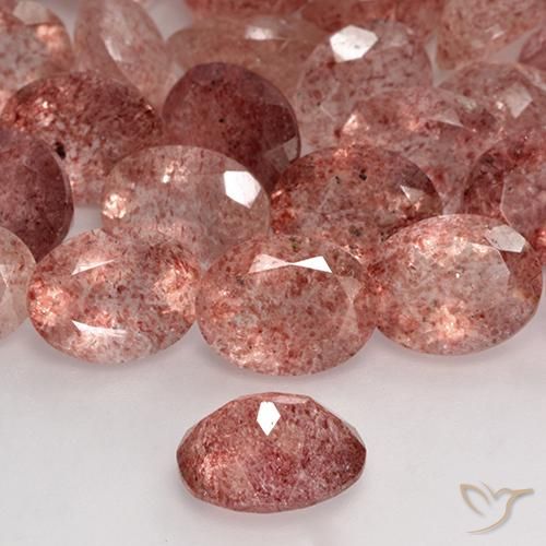 Strawberry Quartz Gemstones in 9 x 7 mm (calibrated) Size for Sale, Strawberry Quartz Stones in Bright Pink Color