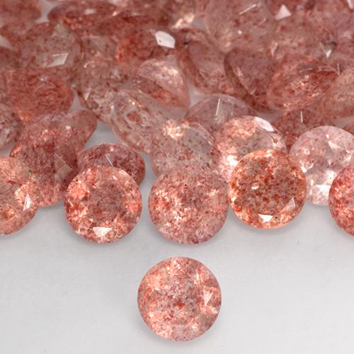 Raspberry Pink Erdbeerquarz Edelstein - 0.8ct Rund Facettenschliff (ID: 527373)