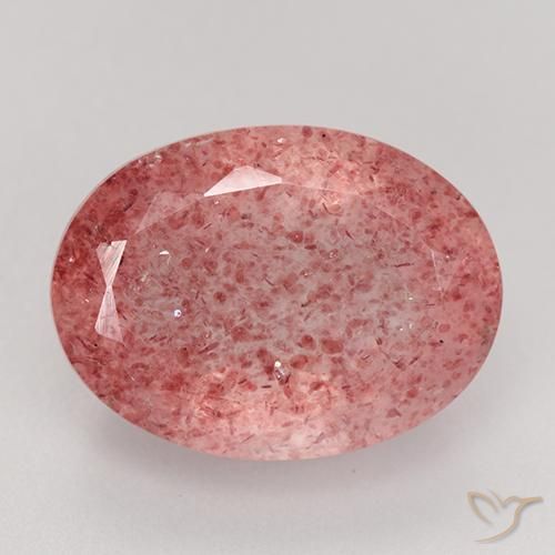 9.24 ct Oval Cut Strawberry Quartz, 16.1 x 12 mm From Brazil, Photo A