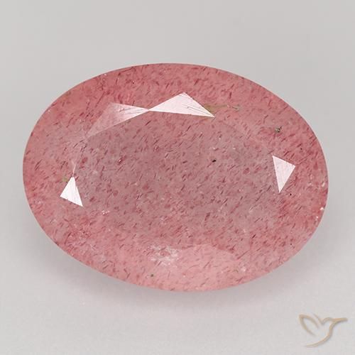 8.40ct Natural Medium Pink Strawberry Quartz, Oval, Translucent