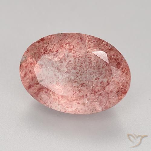 5.77 ct Pink Strawberry Quartz Stone, Natural Strawberry Quartz in Oval Facet Shape for Sale
