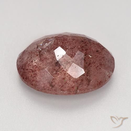 Strawberry Quartz Gemstone in 15.1 x 12 mm Size for Sale, Strawberry Quartz Stone in Medium Pink Color