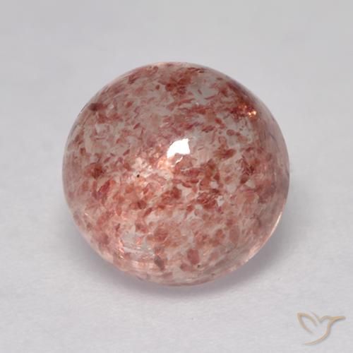 2.03 ct Pink Strawberry Quartz Stone, Natural Strawberry Quartz in Round Cabochon Shape for Sale