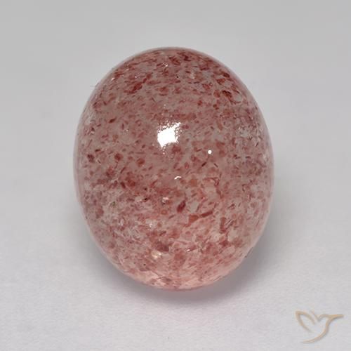 5.29 ct Pink Strawberry Quartz Stone, Natural Strawberry Quartz in Oval Cabochon Shape for Sale