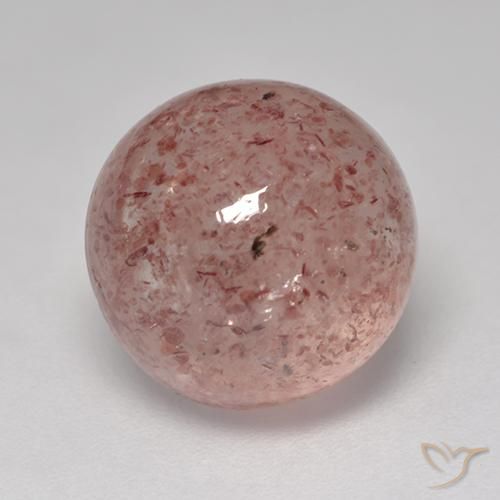 5.93 ct Pink Strawberry Quartz Stone, Natural Strawberry Quartz in Round Cabochon Shape for Sale