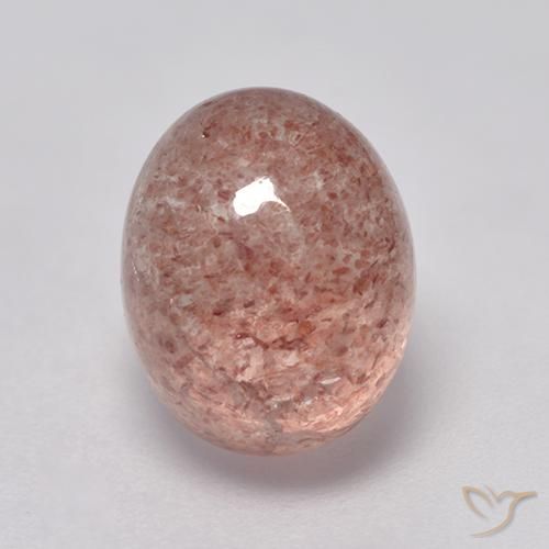 4.71 ct Pink Strawberry Quartz Stone, Natural Strawberry Quartz in Oval Cabochon Shape for Sale