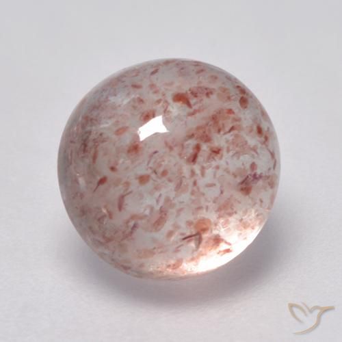 3.06 ct Pink Strawberry Quartz Stone, Natural Strawberry Quartz in Round Cabochon Shape for Sale