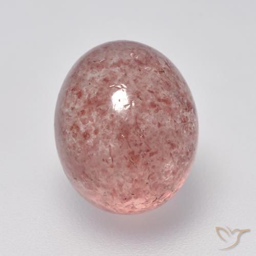5.72 ct Pink Strawberry Quartz Stone, Natural Strawberry Quartz in Oval Cabochon Shape for Sale