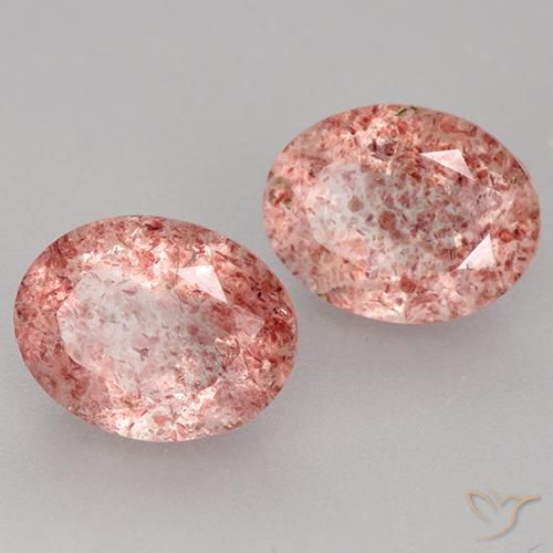 3.50 ctw Pink Strawberry Quartz Stones, Natural Strawberry Quartz in Oval Facet Shape for Sale