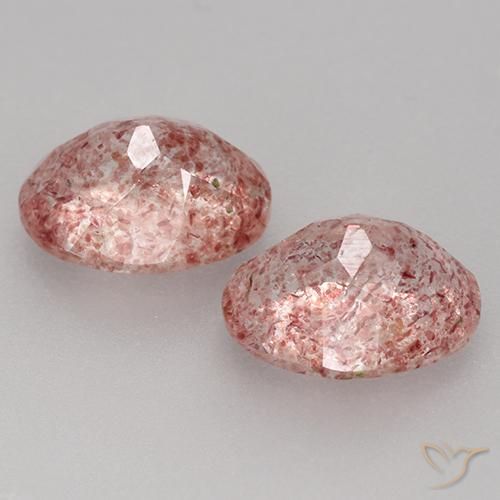 Strawberry Quartz Gemstones in 9 x 7 mm (calibrated) Size for Sale, Strawberry Quartz Stones in Light Rose Pink Color