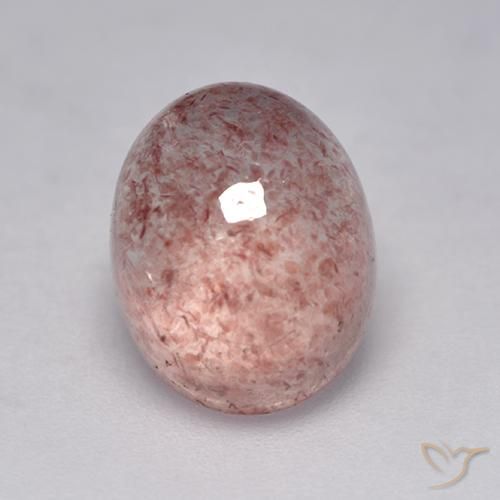 Quartz Fraise Rose oval cabochon du Brésil, 10,1 x 8,1mm, poids de 3,97 ct, pierre gemme naturelle Non traité de pureté Translucide, 1 pièce Quartz Fraise, couleur Rose terreux, dureté Mohs de 7 convient aux bijoux de tous les jours, pierre de sagesse, Photo A