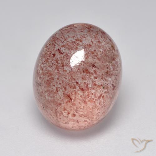 7.08 ct Pink Strawberry Quartz Stone, Natural Strawberry Quartz in Oval Cabochon Shape for Sale