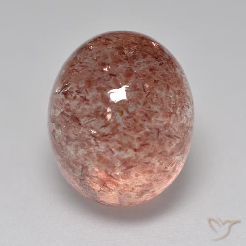 8.68 ct Pink Strawberry Quartz Stone, Natural Strawberry Quartz in Oval Cabochon Shape for Sale