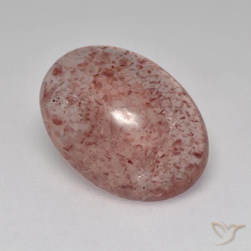 3.68 ct Pink Strawberry Quartz Stone, Natural Strawberry Quartz in Oval Cabochon Shape for Sale