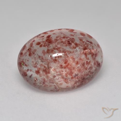 Quartz Fraise Rose Ovale 13,2 x 9,7mm du Brésil, poids de 4,55 ct, pierre gemme naturelle Non traité de pureté Transparent, 1 pièce Quartz Fraise oval cabochon, couleur : Rose moyen, dureté de Mohs de 7 convient aux bijoux de tous les jours, pierre de sagesse, Photo A