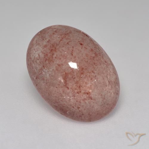 5.05 ct Pink Strawberry Quartz Stone, Natural Strawberry Quartz in Oval Cabochon Shape for Sale