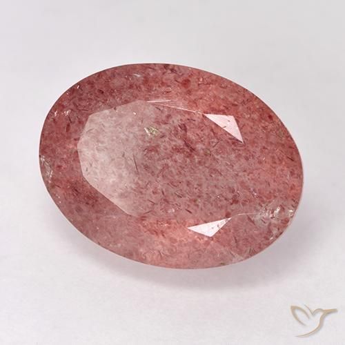 9.30 ct Pink Strawberry Quartz Stone, Natural Strawberry Quartz in Oval Facet Shape for Sale