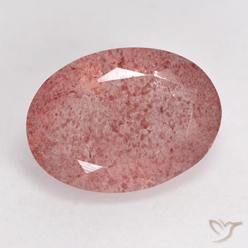 7.38ct Natural Medium Pink Strawberry Quartz, Oval, Translucent