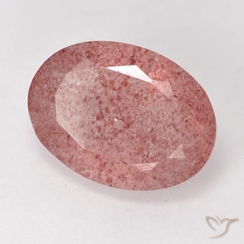 7.38 ct Pink Strawberry Quartz Stone, Natural Strawberry Quartz in Oval Facet Shape for Sale