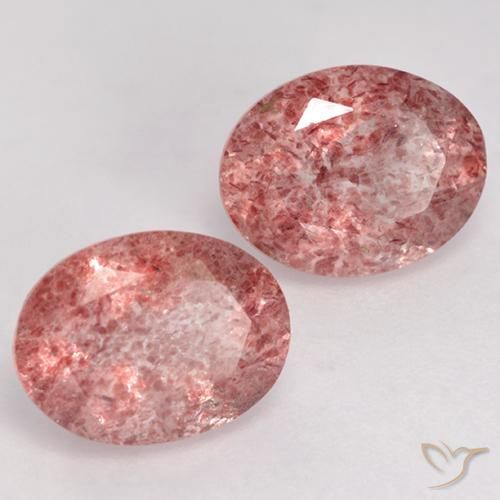 3.33 ctw Pink Strawberry Quartz Stones, Natural Strawberry Quartz in Oval Facet Shape for Sale