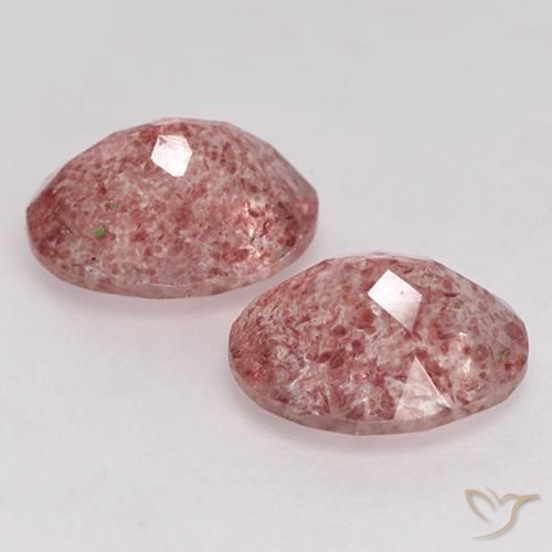 Strawberry Quartz Gemstones in 9 x 7 mm (calibrated) Size for Sale, Strawberry Quartz Stones in Medium Pink Color