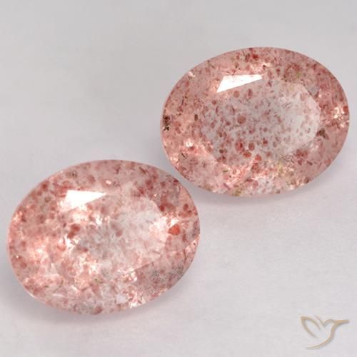 3.50 ctw Pink Strawberry Quartz Stones, Natural Strawberry Quartz in Oval Facet Shape for Sale