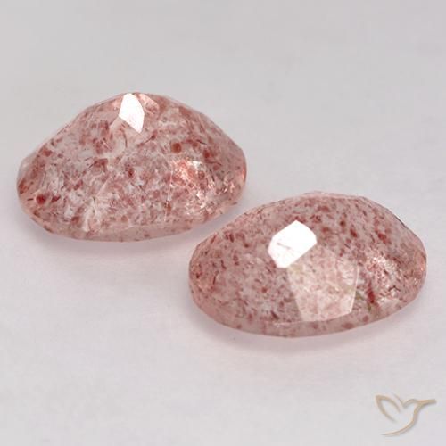 Strawberry Quartz Gemstones in 9 x 7 mm (calibrated) Size for Sale, Strawberry Quartz Stones in Medium Pink Color